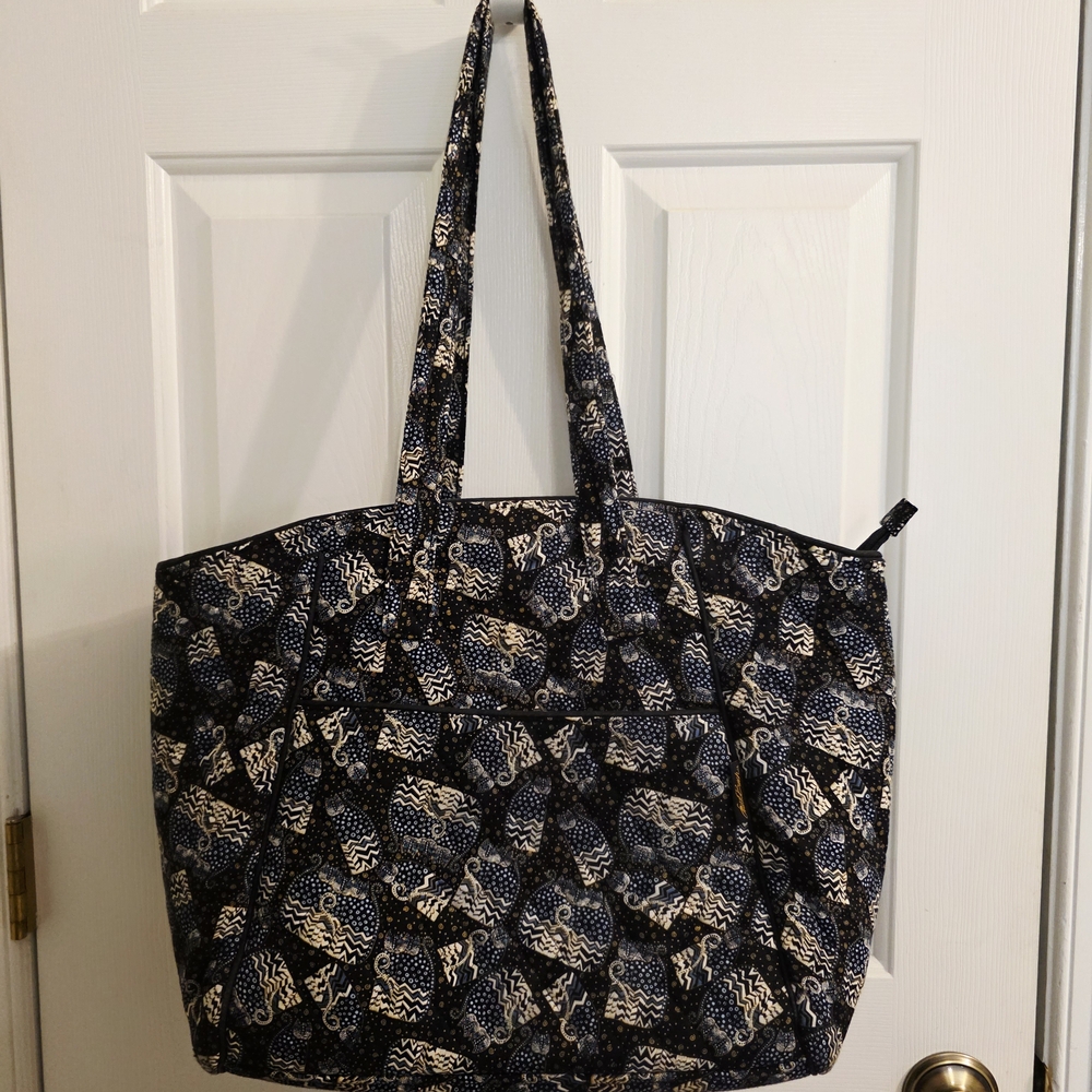 Laurel Burch Quilted Cat Print Large Tote Bag